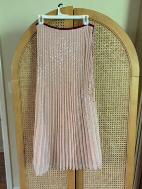 Flannel America Sigrid Rose Pink Sequin Pleated Skirt, Size 1 BRAND NEW
